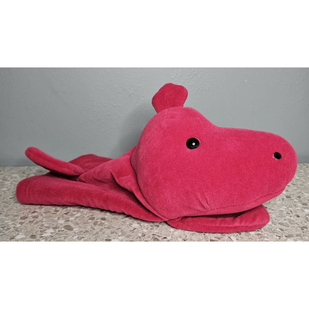 Vintage Russ Berrie Hot Pink Dinosaur Hand Puppet Plush Stuffed Animal
